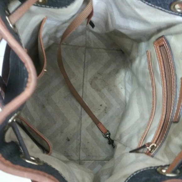 Dooney and Bourke Kendall Brown Python  Leather Drawstring Shoulder Bag - Picture 8 of 12